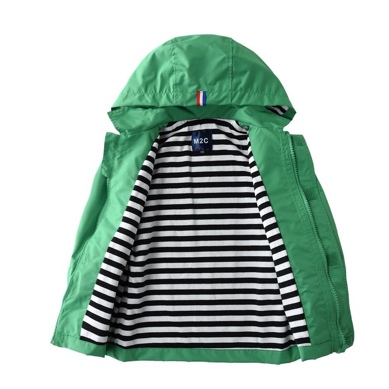 M2C Boys Hooded Rain Jacket Waterproof Light Windbreaker 4-5 Green - Image 3